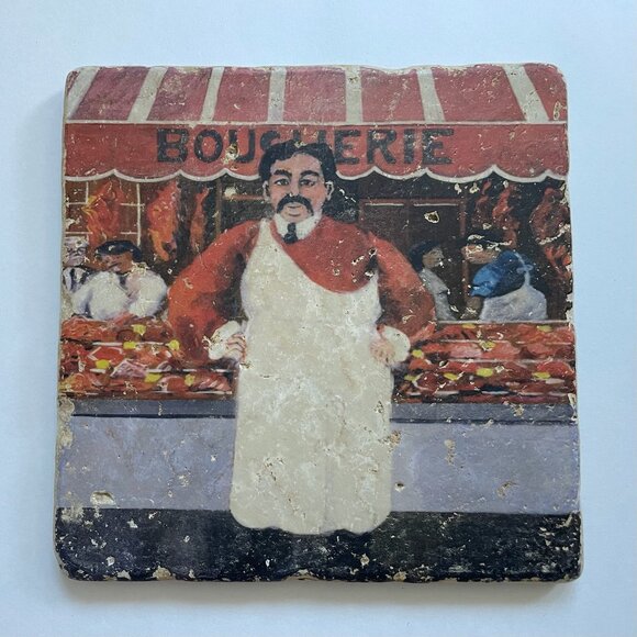 sAttribute French Artist Guy Christian Buffet Hand Painted Distressed Placques - Picture 4 of 9